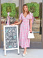 Lainey Tropical Print Puff Sleeve Midi Dress
