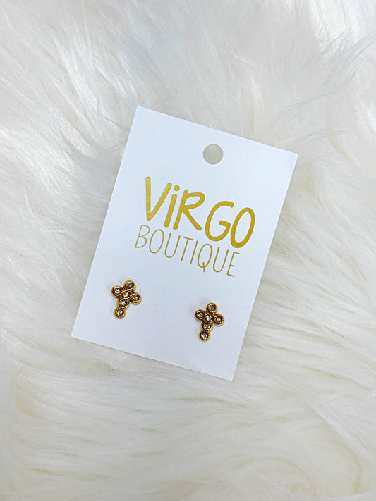 cross earrings, gold jewelry, gold cross earrings