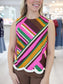 Sable Striped Scalloped Fringe Top