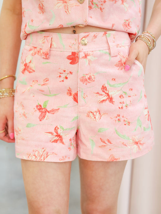 Floral Chambray Shorts