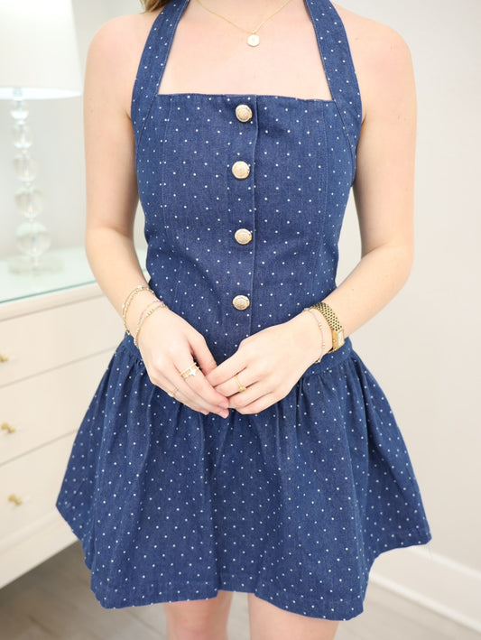 Polka Dot Denim Dress