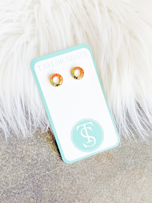 Callie Rainbow Circle Stud Earrings