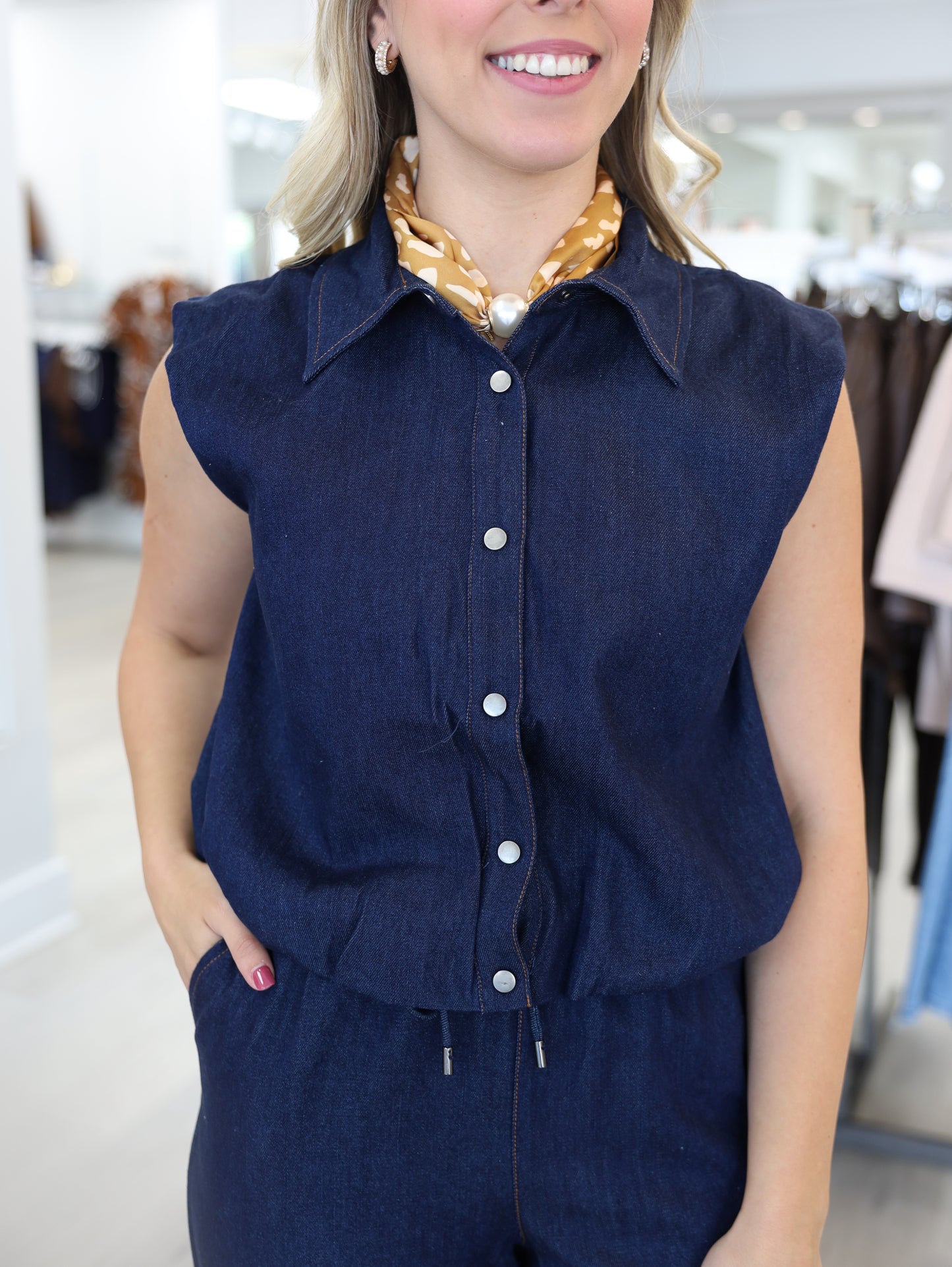 Daisy Denim Bubble Hem Top