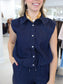 Daisy Denim Bubble Hem Top