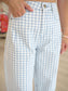 Macey Checker Pattern Barrel Pants