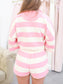 Striped Half Zip Top & Shorts Set