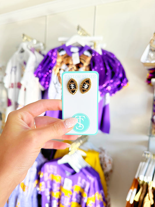 Gold Beaded Football Studs