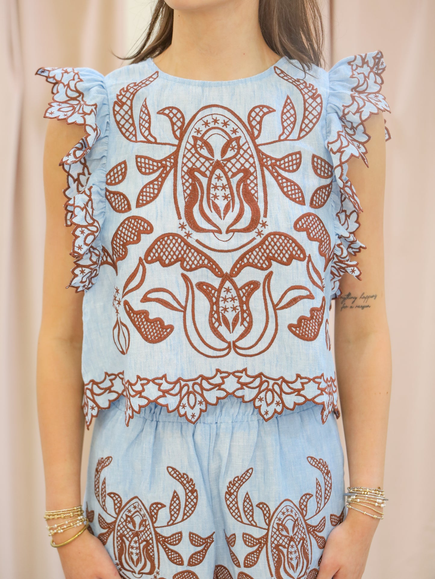 Emilia Embroidered Top & Short Set