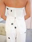 Polka Dot Strapless Flare Top & Wide Leg Pants Set