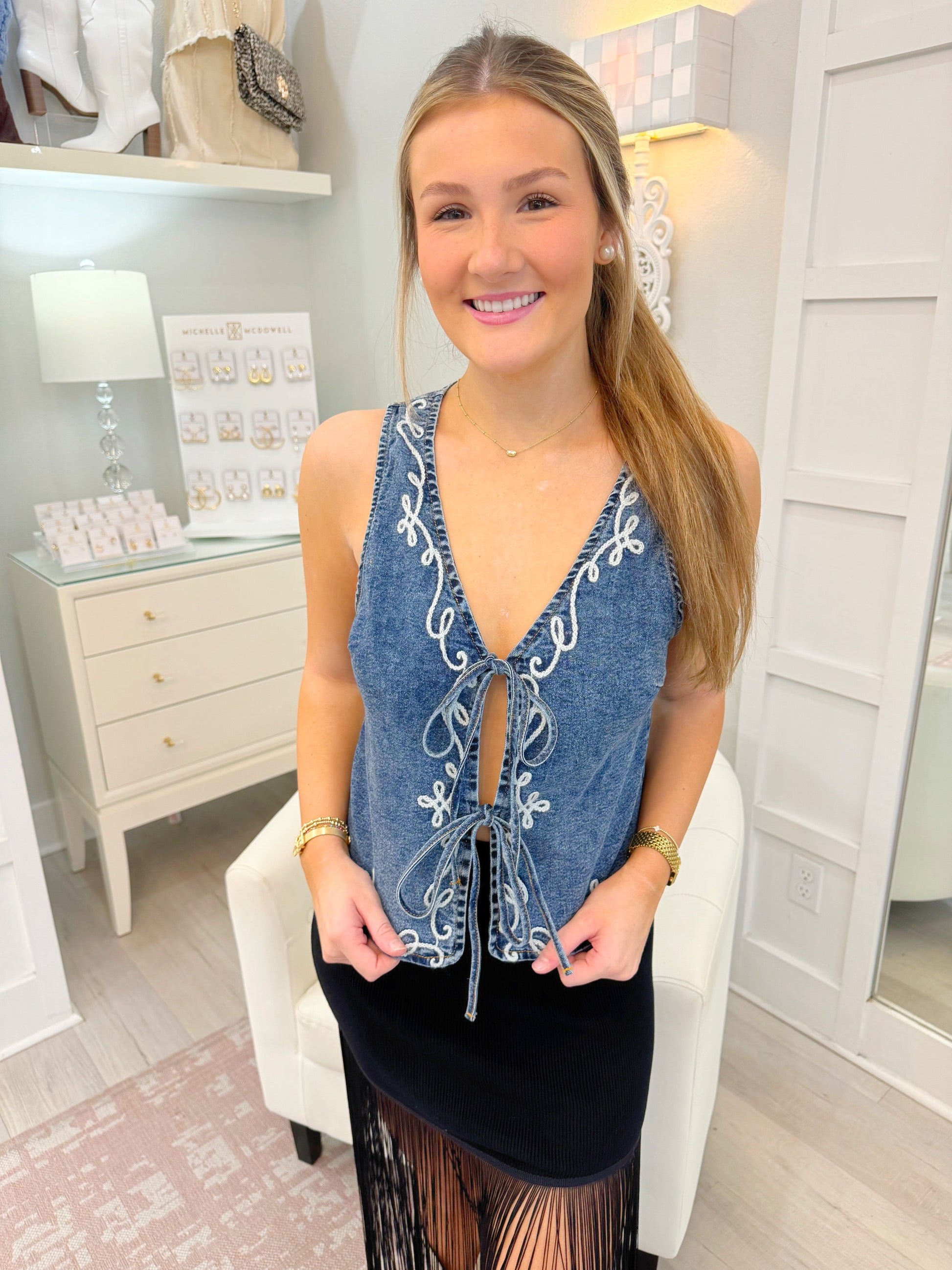 vest, denim vest, layering vest, denim top