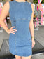 Denim sleeveless dress, sleeveless dress, denim dress, flattering denim dress, game-day dress, concert dress, country concert dress, flattering dress