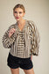 striped top, blouse, fall top, lace up top