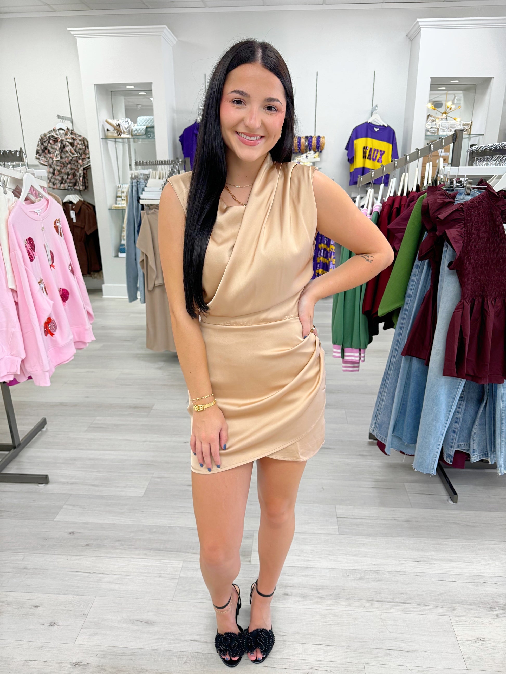 fancy dress, woman's dress, sleeveless dress, boutique dress, wedding guest dress, date night dress, night out dress, girls night dress, classy dress, strut and bolt dress, fall fancy dress