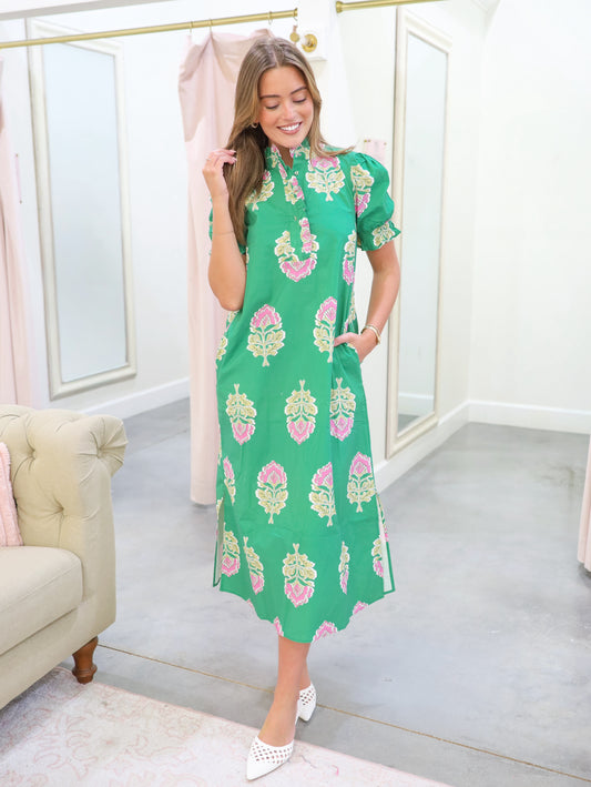 Parker Ruffle Collar Floral Midi Dress