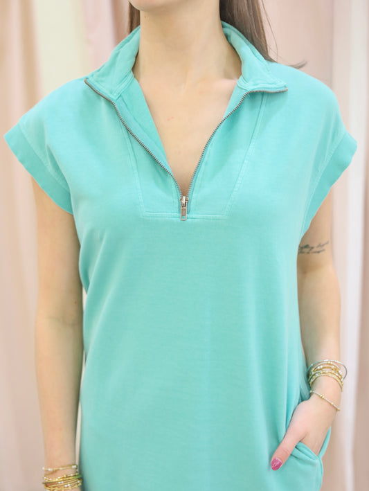 Karis Half Zip Mock Neck Mini Dress