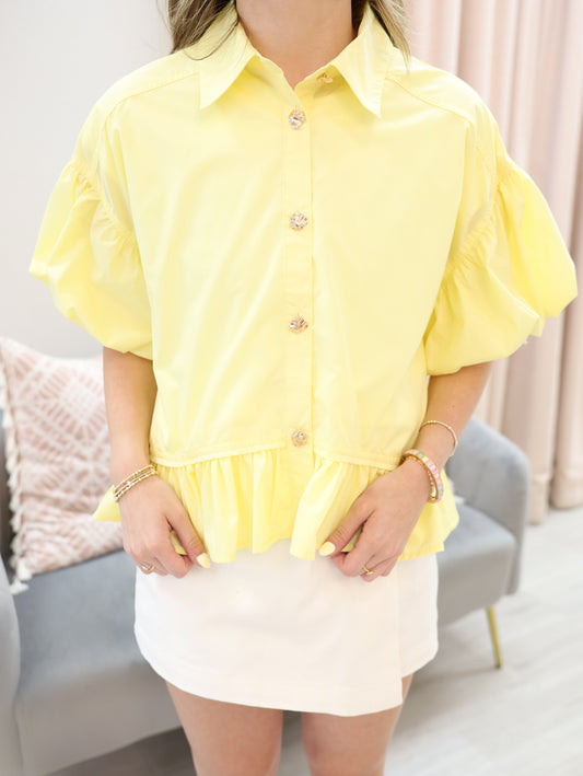 Puff Sleeve Collared Top