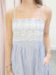 Jenny Embroidered Pin Stripe Midi Dress