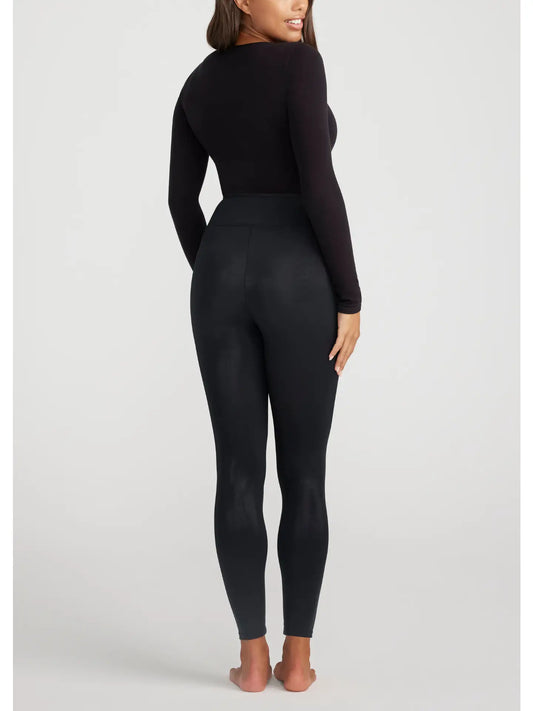 Black Leggings, Stretchy Leggings, Shaping Leggings, Shiny Leggings, Thick Banded Leggings, Ankle Length Leggings, Flattering Leggings, Fall Leggings, Dressy Leggings, Work Leggings, Elektra Coated Shaping Leggings