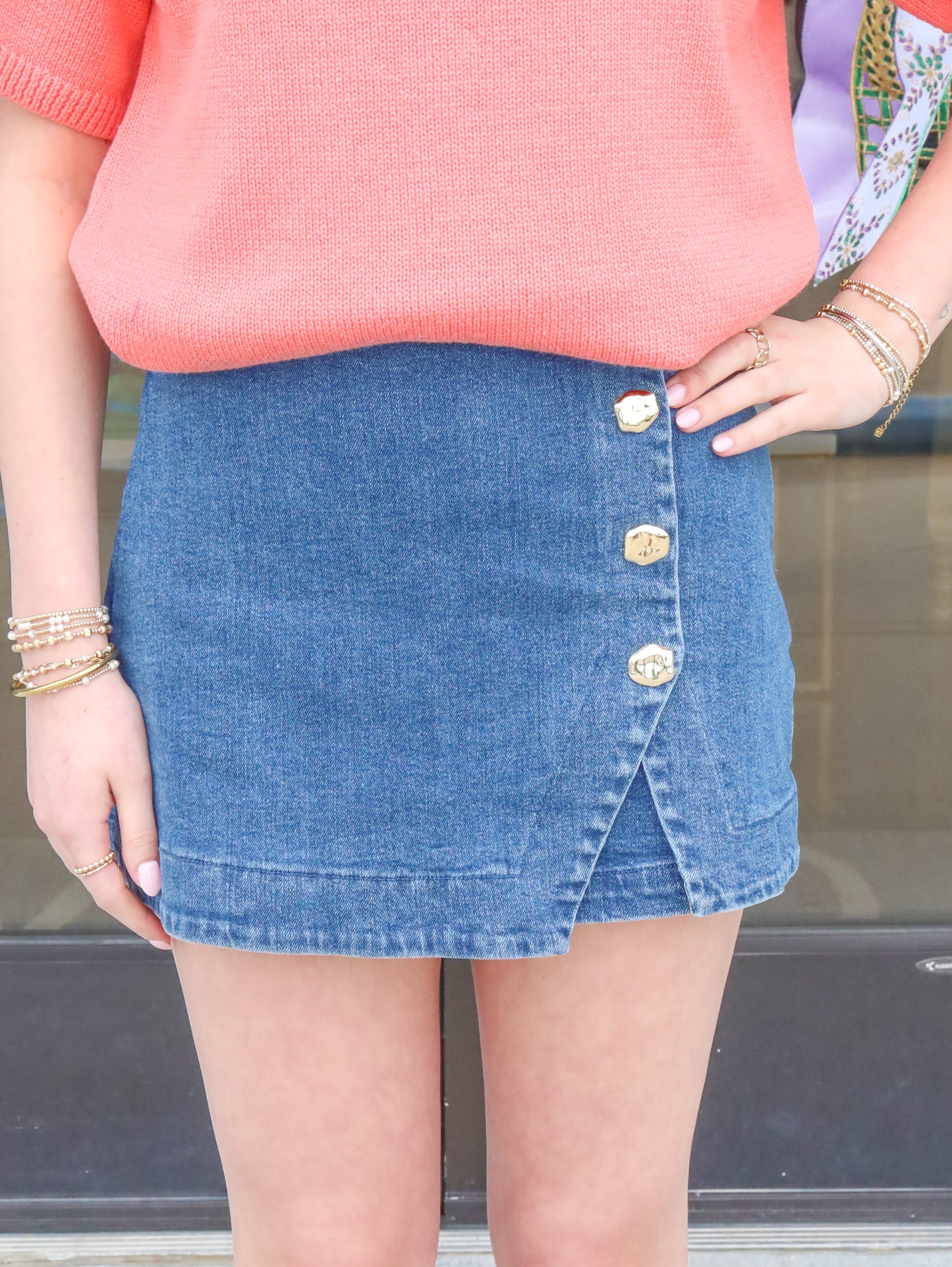 Washed Denim Skort