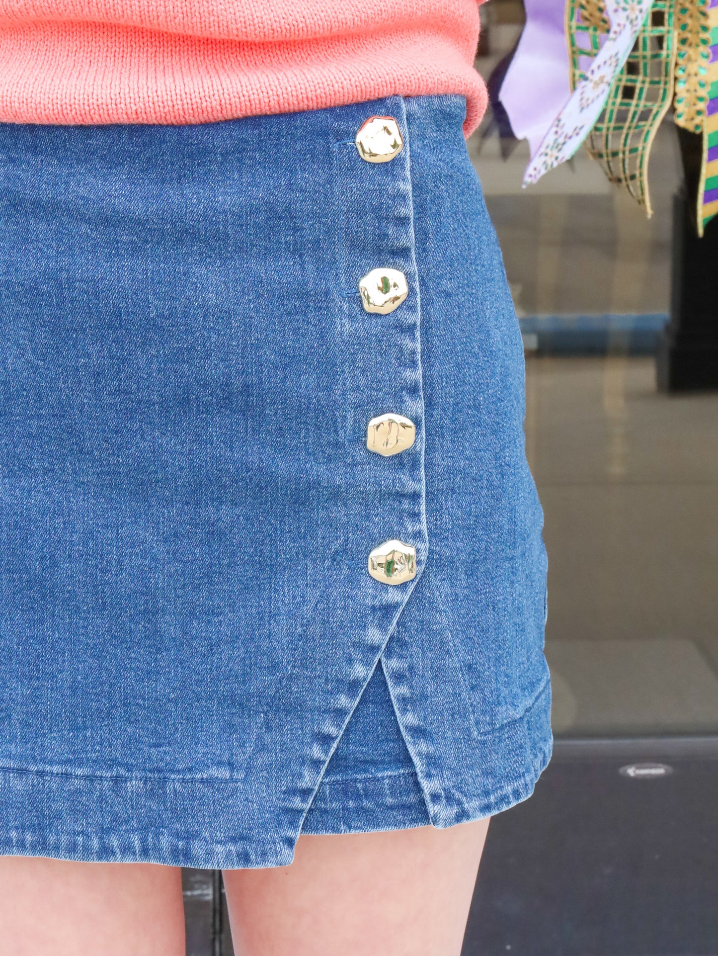 Washed Denim Skort