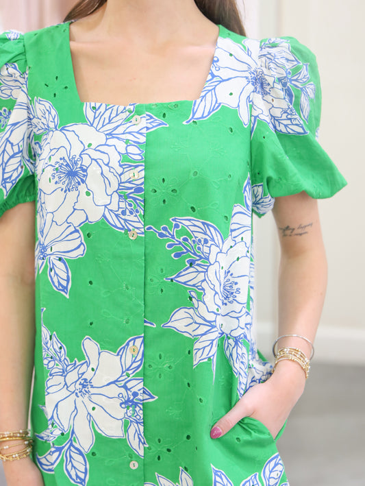 Natalie Floral Square Neck Dress