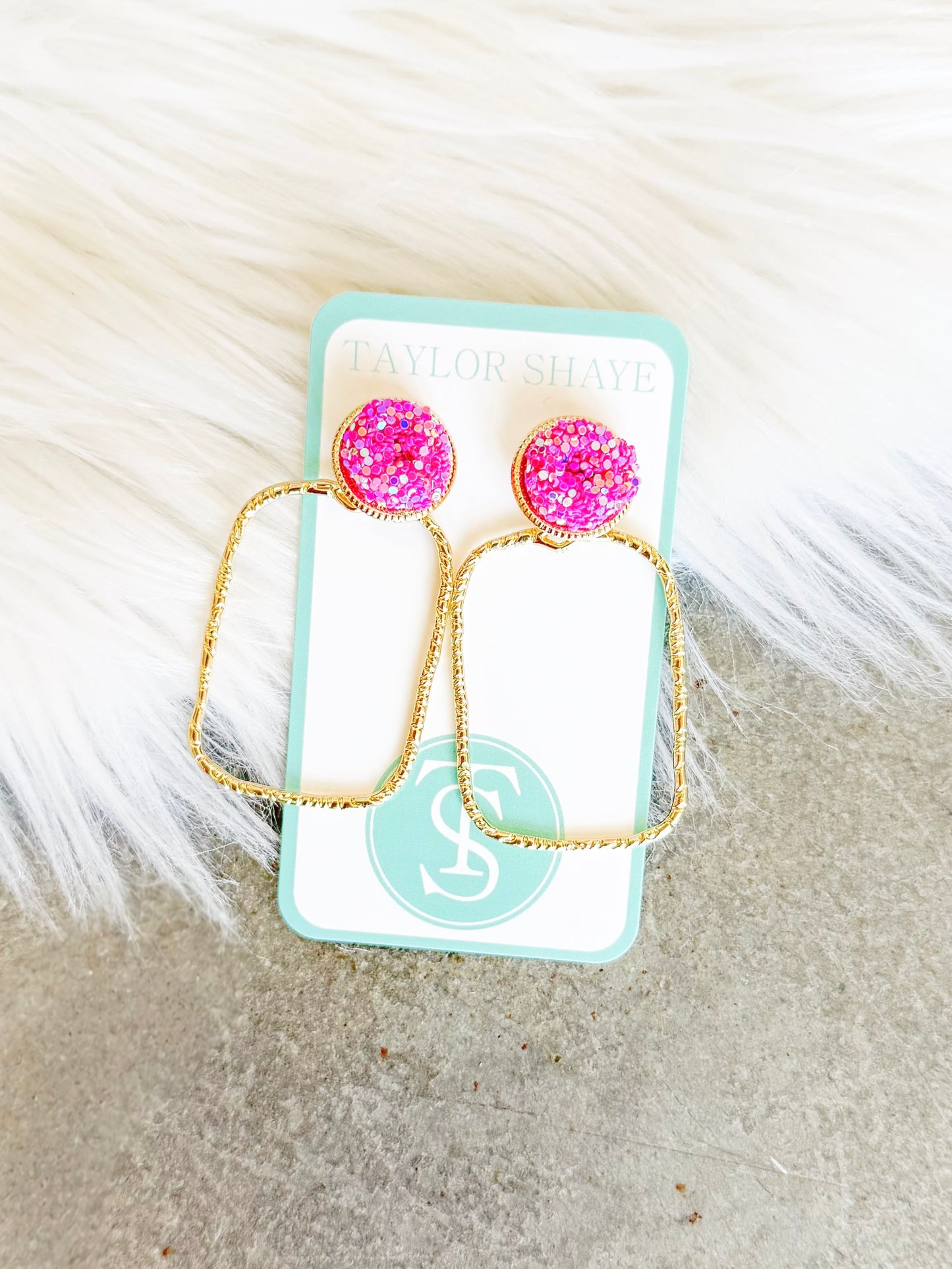 Glitter Top Rectangle Hoops
