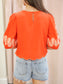 Juliana Embroidered Scallop Hem Top