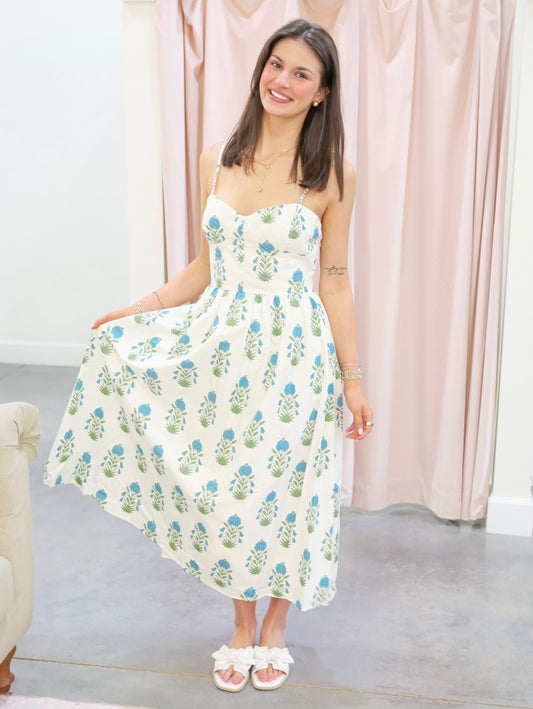 Didi Floral Sweetheart Midi Dress