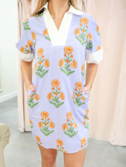 Amelia Floral V-Neck Puff Sleeve Dress