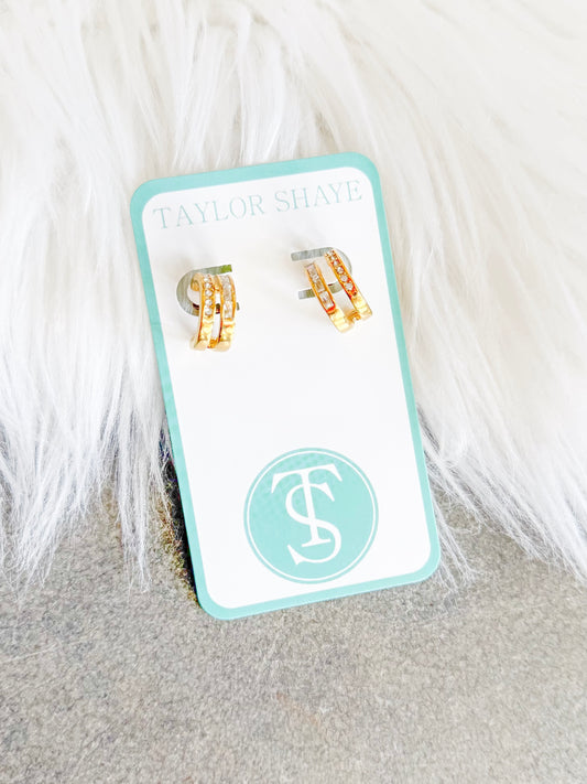 Sarah Double Rhinestone Hoops