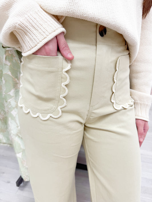 Cropped Scalloped Pants