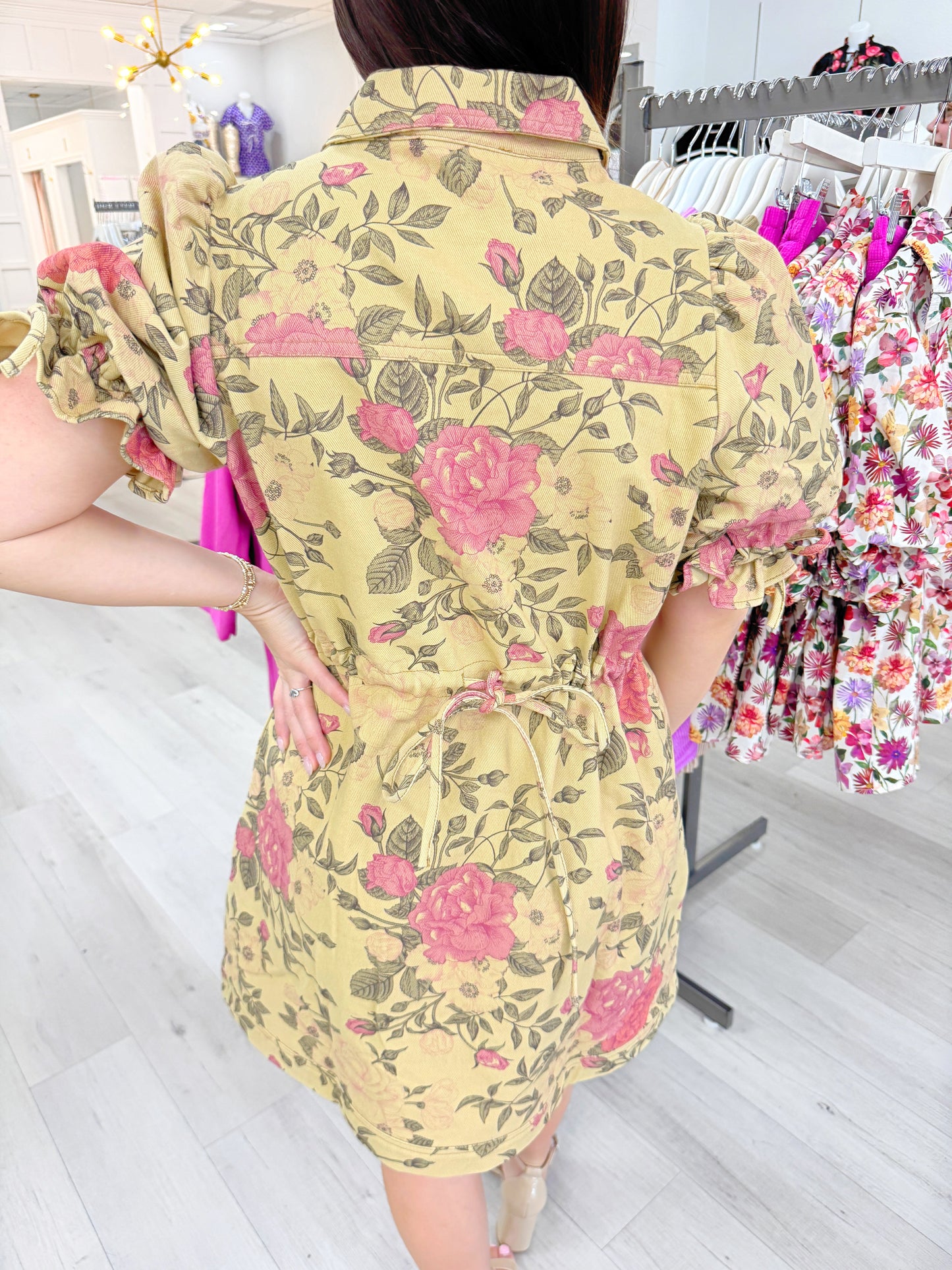 Floral Print Collared Mini Dress