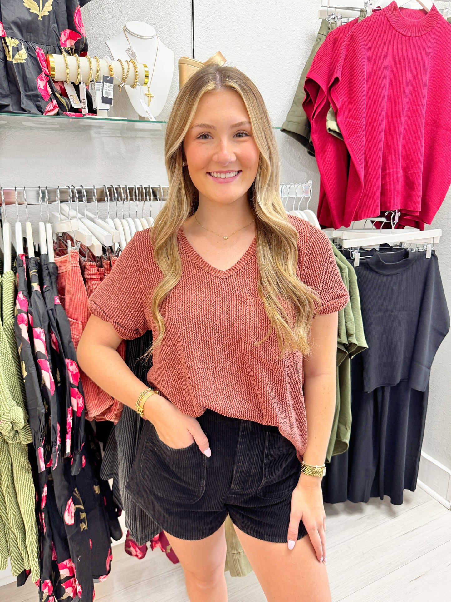 V-Neck Short Sleeve Top