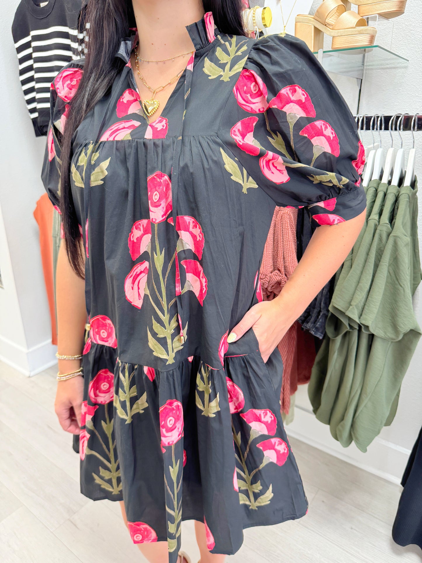 Floral Cuff Band Dress