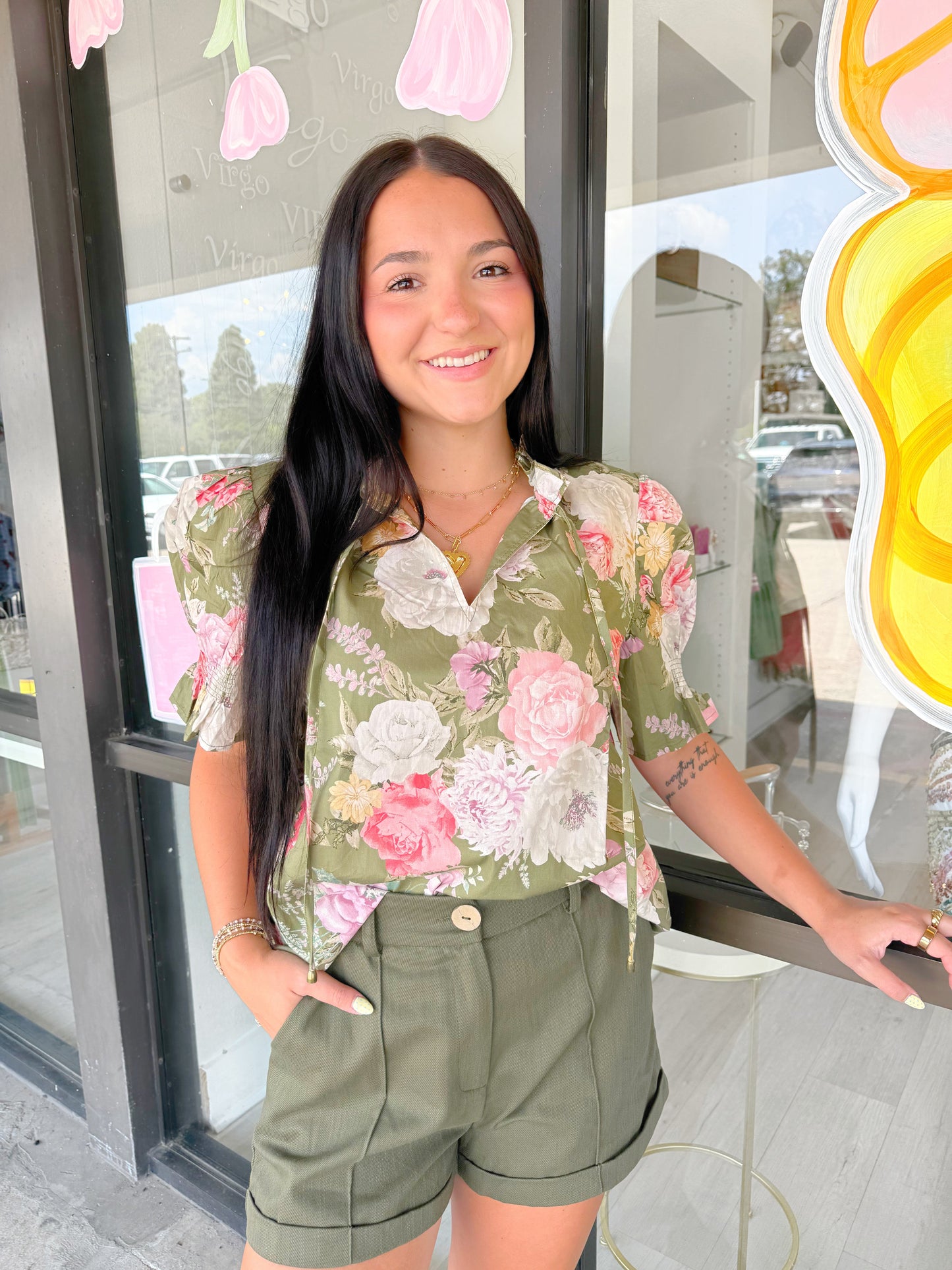 Floral Smocked Puff Sleeve Top