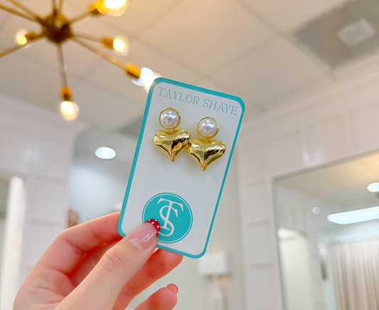 Pearl & Heart Studs