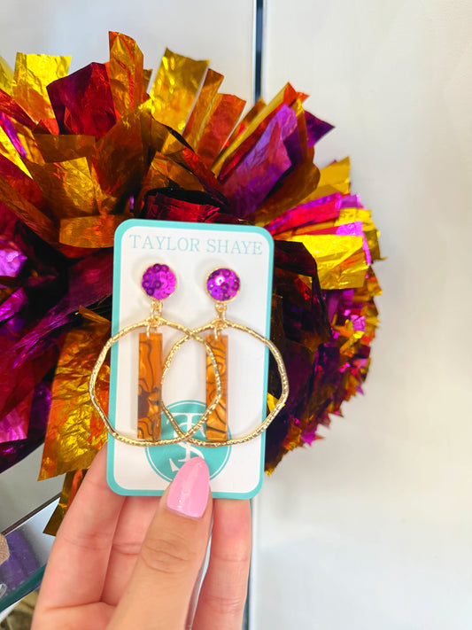 Tiger Print Stick Hoop Earrings