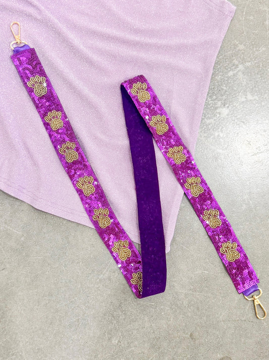 Beaded Paw Print Purse Strap