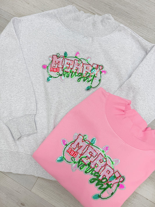 'Merry and Bright' Patched Mock Neck