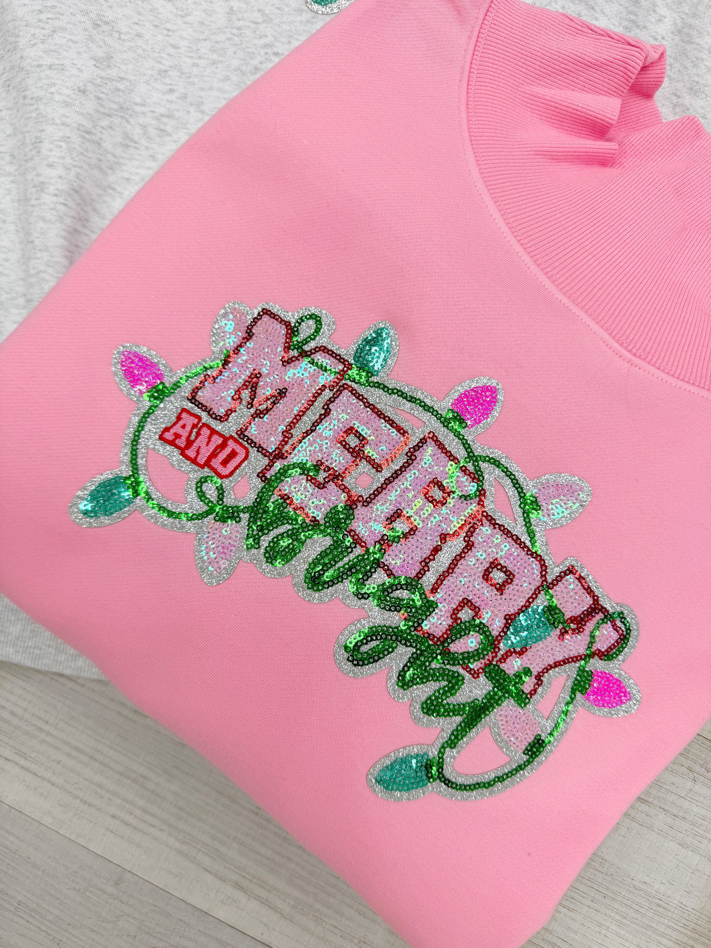 'Merry and Bright' Patched Mock Neck