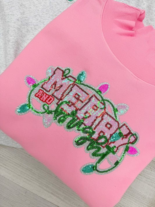 'Merry and Bright' Patched Mock Neck