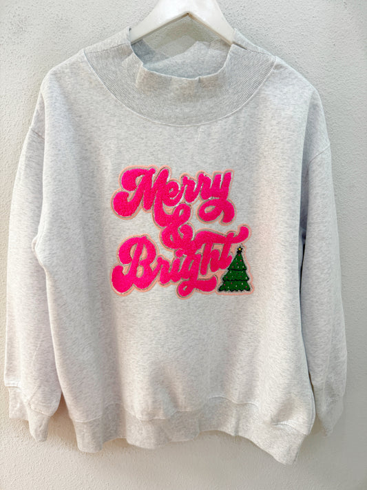 Merry & Bright Patched Mock Neck