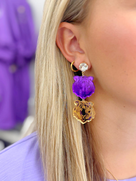 Tiger Face Gameday Earrings