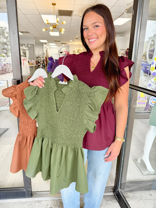 Flutter Sleeve Peplum Top