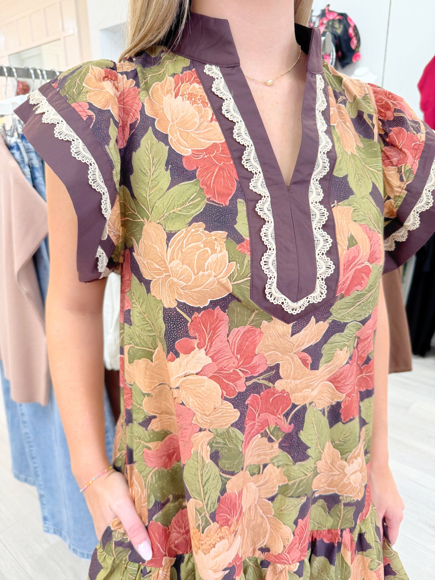 Floral Flutter Sleeve Dress