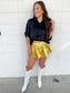 Shimmer Metallic Button Down Top