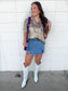Shimmer Metallic Button Down Top