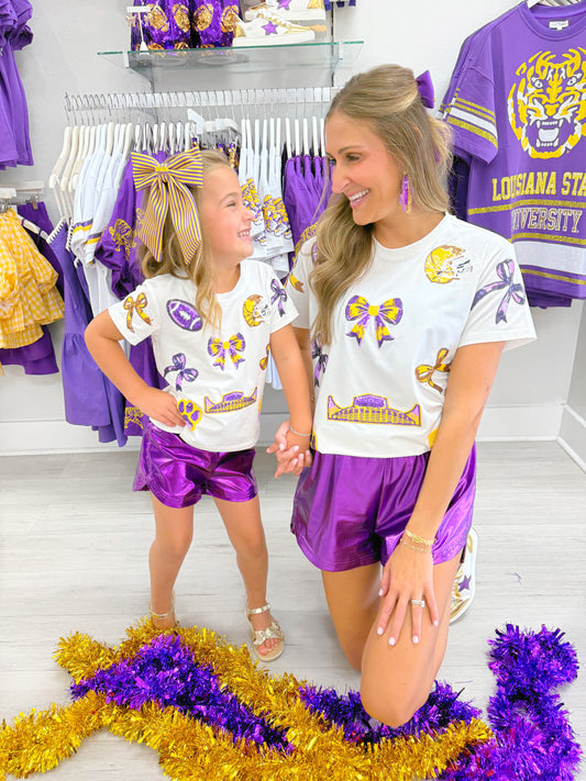 Sequin Bow Gameday Top