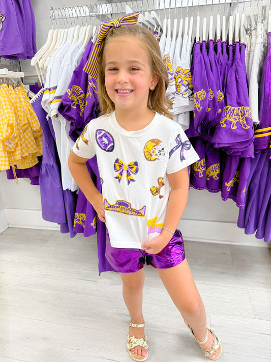 Sequin Bow Gameday Top