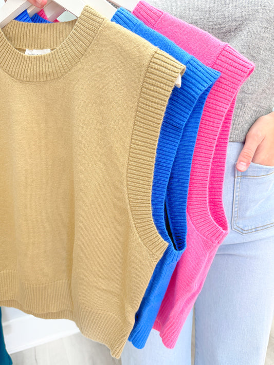 Solid Knit Sweater Vest